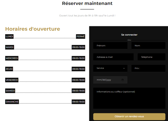 Réservation et authentification.