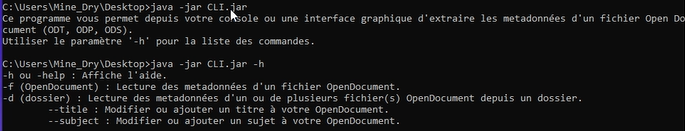 Image de l'interface de présentation et d'aide console de notre programme.